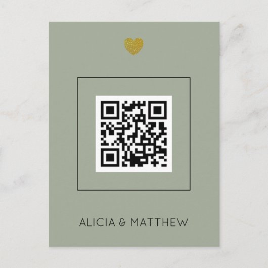 Sage All in One Wedding Einladung mit QR Code Postkarte (Vorderseite)