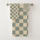 Sage Almond Checkered Badhandtuch Set (Insitu)