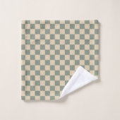 Sage Almond Checkered Badhandtuch Set (Waschlappen)