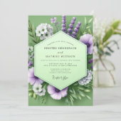 Sage Amethyst Meadow Wedding Einladung (Stehend Vorderseite)