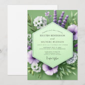 Sage Amethyst Meadow Wedding Einladung (Vorne/Hinten)