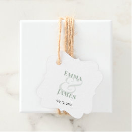 Sage Ampersand Hochzeit | Namen & Datum Geschenkanhänger