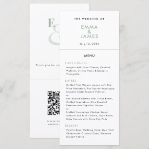 Sage Ampersand Hochzeit QR-Code Elegant Menükarte