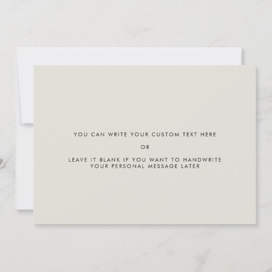 Sage An meine Schwiegermutter auf meiner Hochzeits Einladung (Rückseite)