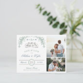 Sage and Blue Bicycle 2 Foto Save the Date Ankündigungspostkarte (Stehend Vorderseite)