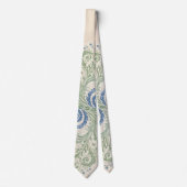 Sage and Blue Bio Leafy Paisley Wirbel Krawatte (Vorderseite)