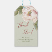 Sage and Blush Peony Rose Danke Gastgeschenk Hochz Geschenkanhänger (Vorderseite)