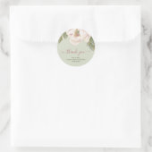 Sage and Blush Peony Rose Wedding Danke Runder Aufkleber (Tasche)