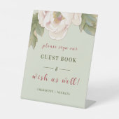 Sage and Blush Pink Peony Wedbook Sockelschild (Vorderseite)