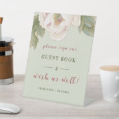 Sage and Blush Pink Peony Wedbook Sockelschild (In SItu)