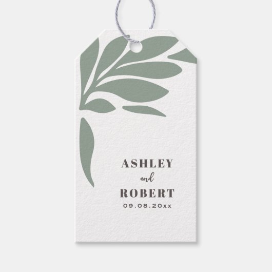 Sage and Blush Tropical Abstract Floral Wedding Geschenkanhänger (Vorderseite)