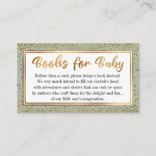 Sage and Gold Confetti Book Request Insert Cards