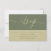 Sage and Gold Einfache Minimalistische Hochzeit RSVP Karte (Vorderseite)