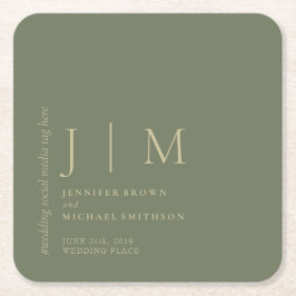 Sage and Gold Formal Simple Elegante Wedding Rechteckiger Pappuntersetzer