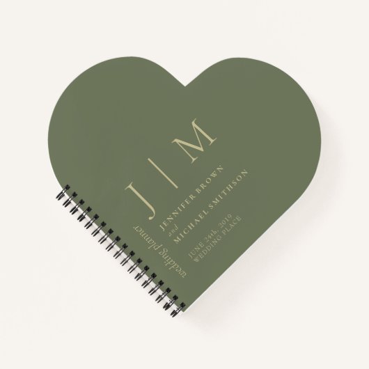 Sage and Gold Formal Simple Liebe Wedding Planner Notizblock (Vorderseite)