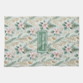 Sage and Gold Kitchen Towel Christmas Floral Gift Geschirrtuch (Horizontal)