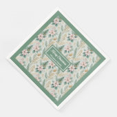 Sage and Gold Napkins Custom Christmas Monogram Serviette (Ecke)