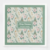 Sage and Gold Napkins Custom Christmas Monogram Serviette (Vorderseite)