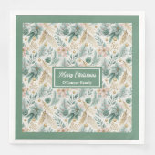 Sage and Gold Napkins Elegantes Weihnachtsfest Serviette (Vorderseite)