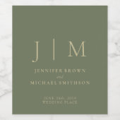 Sage and Gold Simple Minimalistic Suite Wedding Weinetikett (Einzelnes Label)