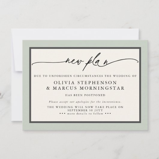 Sage and Ivory - Neuer Plan Modernes verschoben Er Einladung (Vorderseite)