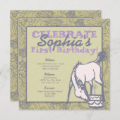Sage and Lavender Pony Girls erster Geburtstag Einladung (Vorne/Hinten)