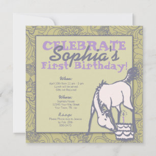 Sage and Lavender Pony Girls erster Geburtstag Einladung