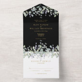 Sage and Lilac Floral Black Monogram Wedding All In One Einladung (Innen Boden)