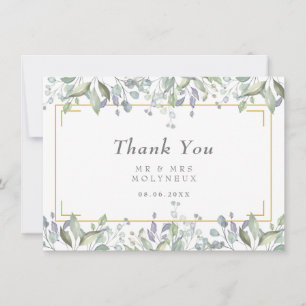 Sage and Lilac Floral Wedding Danke Karte