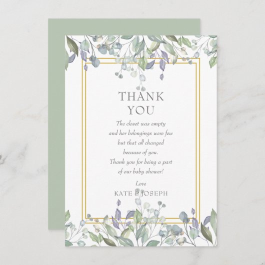 Sage and Lilac Pasture Baby Dusche Danke, Gedicht Dankeskarte (Vorne/Hinten)