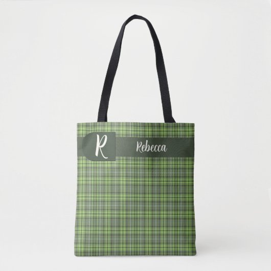 Sage and Olive Plaid Tasche (Vorderseite)