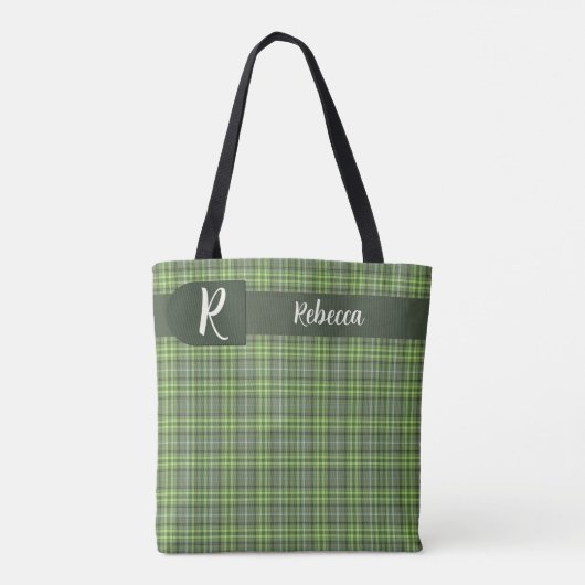 Sage and Olive Plaid Tasche (Rückseite)