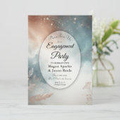  Sage and Terracotta Stardust Skies Engagement  Einladung (Stehend Vorderseite)