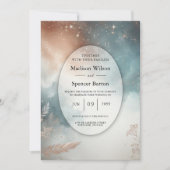 Sage and Terracotta Stardust Skies Wedies Einladung (Vorderseite)