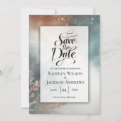 Sage and Terracotta Stardust Skies Wedies Save The Date (Vorderseite)