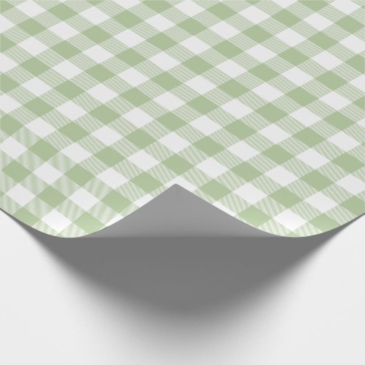 Sage and White Buffalo Plaid Gingham Geschenkpapier (Ecke)
