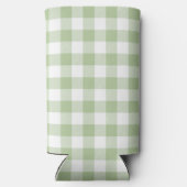 Sage and White Buffalo Plaid Gingham Selters Dosenkühler (Rückseite)