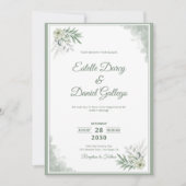 Sage and White Watercolor Floral Wedding Einladung (Vorderseite)