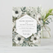 Sage Anemone Bloom Wedding Einladung (Stehend Vorderseite)