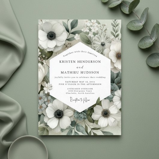 Sage Anemone Bloom Wedding Einladung