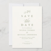 Sage Arch Boho Minimal Leaf Foto Save The Date (Rückseite)