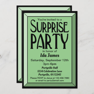 Sage Art Deco Foto Geburtstag Überraschung Party Einladung