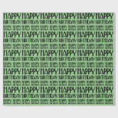 Sage Art Deco Happy Birthday Geschenkpapier (Flach)