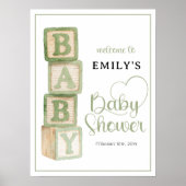 Sage Baby Blocks Baby Shower Willkommensposter Poster (Vorne)