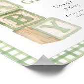 Sage Baby Blocks Cards and Gifts Baby Shower Sign Poster (Ecke)