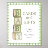 Sage Baby Blocks Cards and Gifts Baby Shower Sign Poster (Vorne)