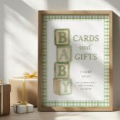 Sage Baby Blocks Cards and Gifts Baby Shower Sign Poster