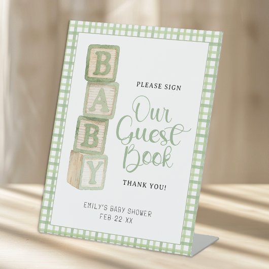 Sage Baby Blocks Please Sign Our Guest Book Sign Sockelschild