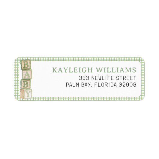 Sage Baby Blocks Return Address Label (Vorne)