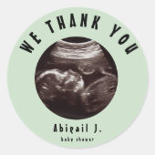 Sage Baby Dusche Ultrasound Vielen Dank Runder Aufkleber (Vorderseite)